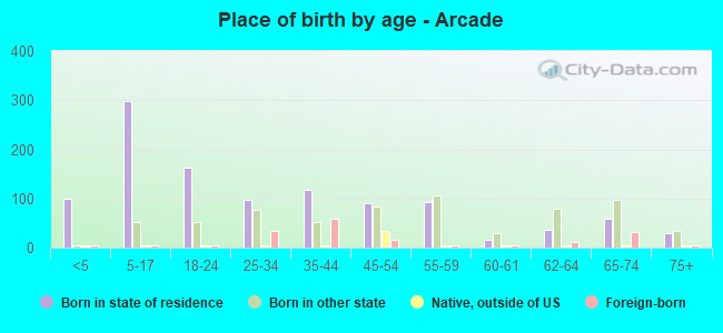 Place of birth by age -  Arcade