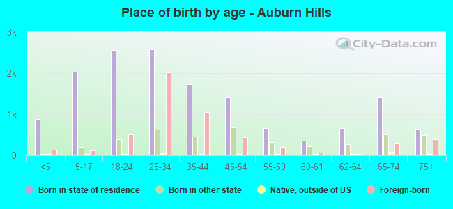 Place of birth by age -  Auburn Hills