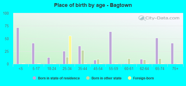 Place of birth by age -  Bagtown
