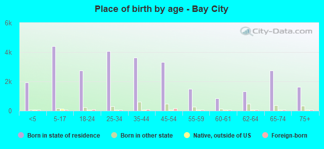 Place of birth by age -  Bay City