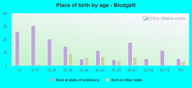 Place of birth by age -  Blodgett