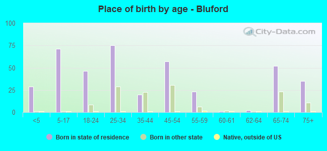 Place of birth by age -  Bluford