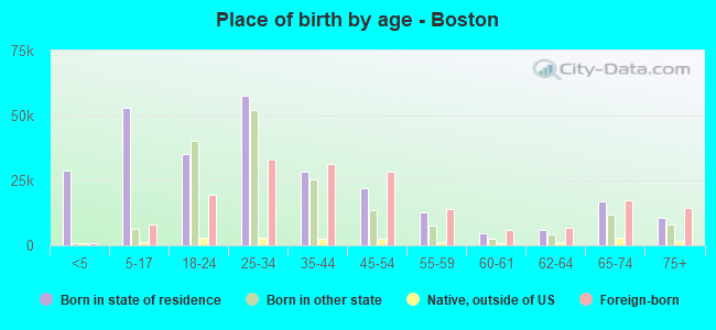 Place of birth by age -  Boston