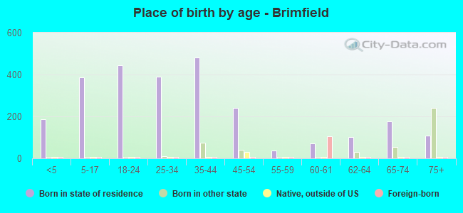 Place of birth by age -  Brimfield