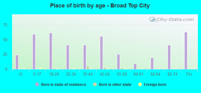 Place of birth by age -  Broad Top City