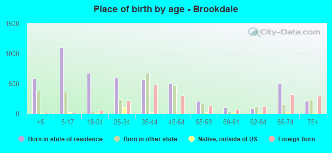 Place of birth by age -  Brookdale