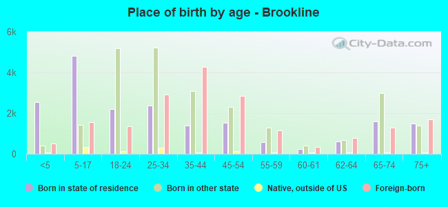 Place of birth by age -  Brookline