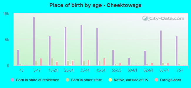 Place of birth by age -  Cheektowaga