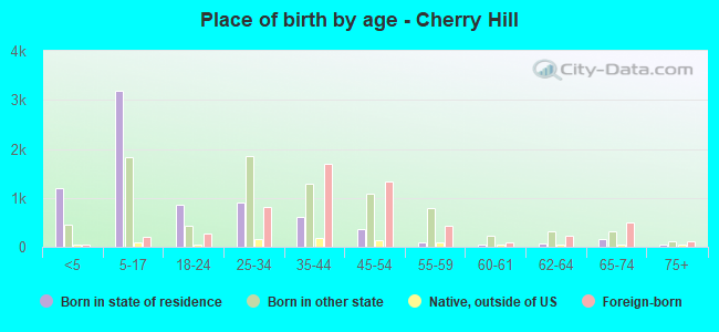 Place of birth by age -  Cherry Hill