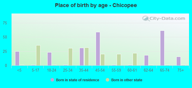 Place of birth by age -  Chicopee