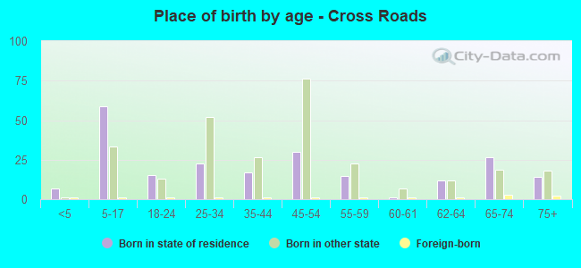 Place of birth by age -  Cross Roads