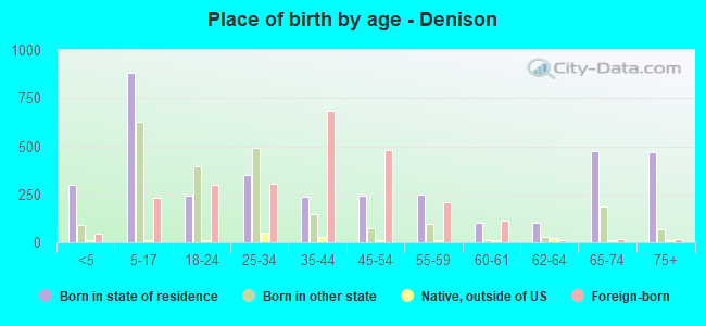 Place of birth by age -  Denison