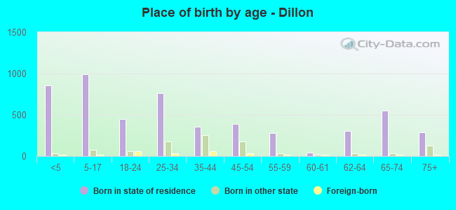 Place of birth by age -  Dillon
