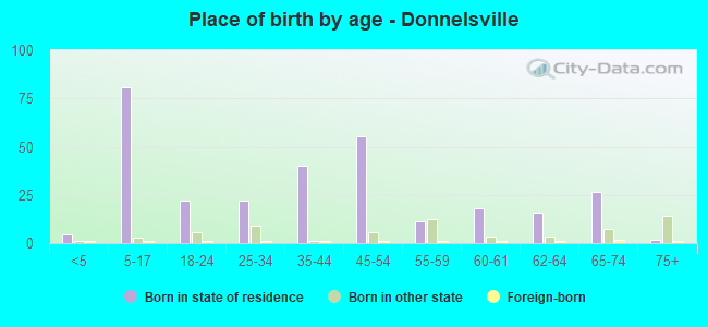 Place of birth by age -  Donnelsville