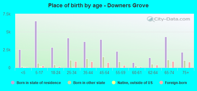 Place of birth by age -  Downers Grove