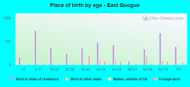 Place of birth by age -  East Quogue