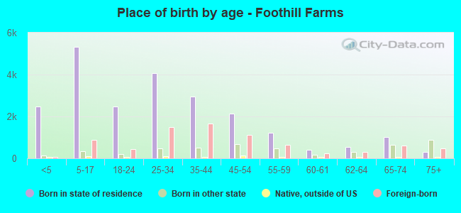 Place of birth by age -  Foothill Farms