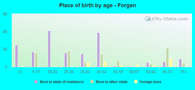 Place of birth by age -  Forgan