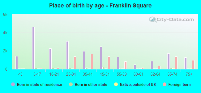 Place of birth by age -  Franklin Square