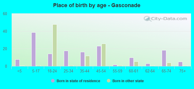 Place of birth by age -  Gasconade