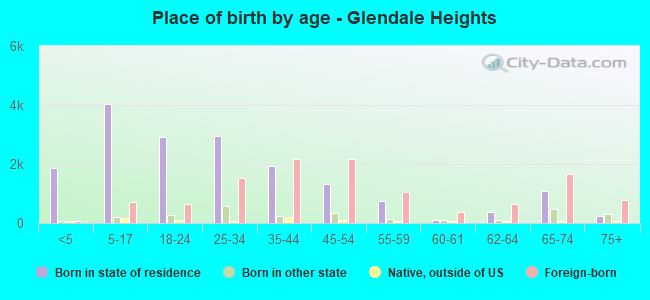 Place of birth by age -  Glendale Heights