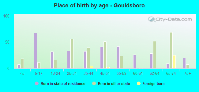 Place of birth by age -  Gouldsboro