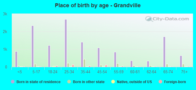 Place of birth by age -  Grandville