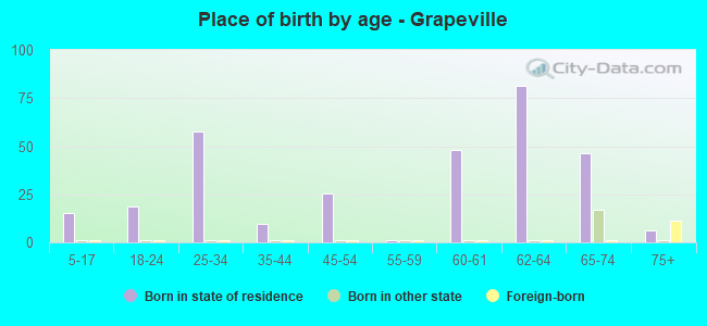 Place of birth by age -  Grapeville