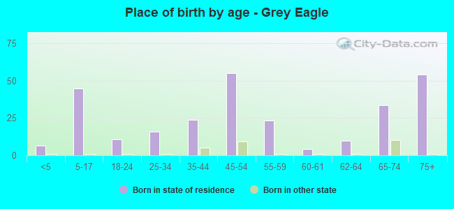 Place of birth by age -  Grey Eagle