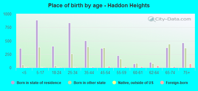 Place of birth by age -  Haddon Heights