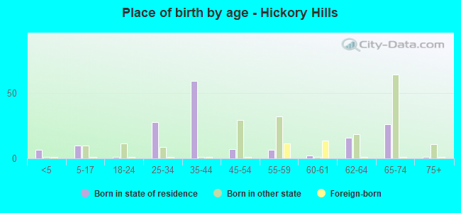 Place of birth by age -  Hickory Hills