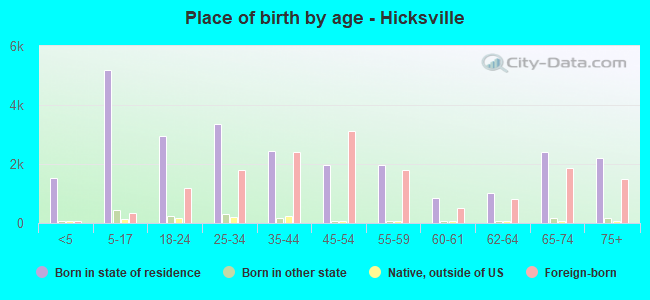 Place of birth by age -  Hicksville