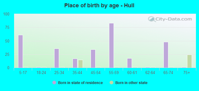 Place of birth by age -  Hull