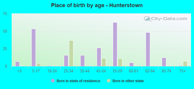 Place of birth by age -  Hunterstown