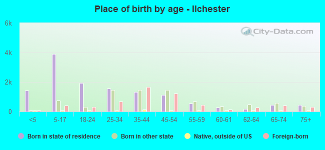 Place of birth by age -  Ilchester