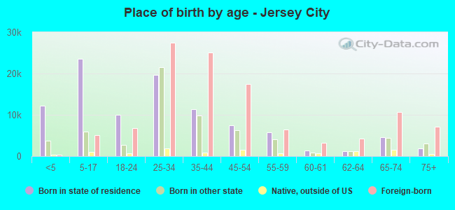 Place of birth by age -  Jersey City