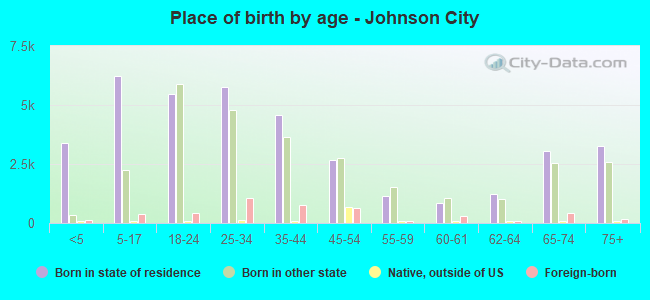 Place of birth by age -  Johnson City