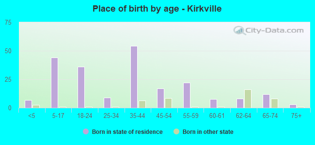 Place of birth by age -  Kirkville