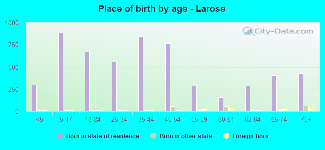 Place of birth by age -  Larose