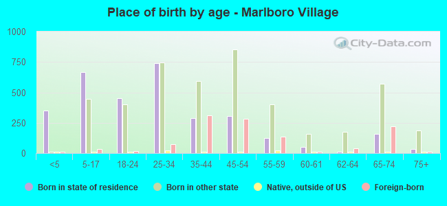 Place of birth by age -  Marlboro Village