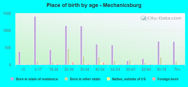 Place of birth by age -  Mechanicsburg
