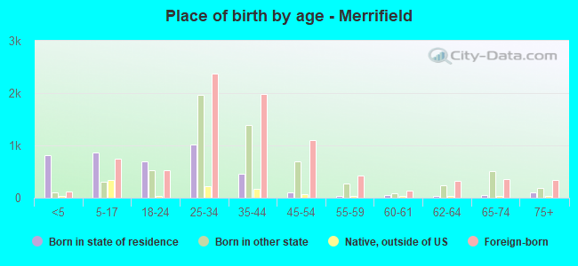 Place of birth by age -  Merrifield