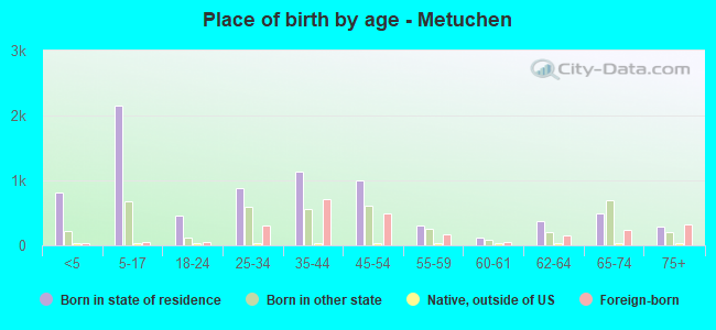 Place of birth by age -  Metuchen