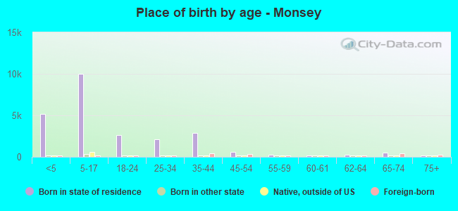 Place of birth by age -  Monsey