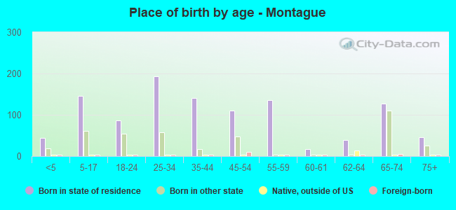 Place of birth by age -  Montague