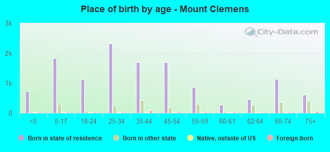 Place of birth by age -  Mount Clemens