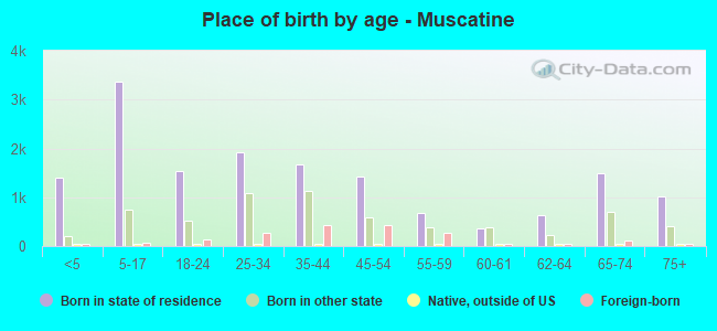 Place of birth by age -  Muscatine