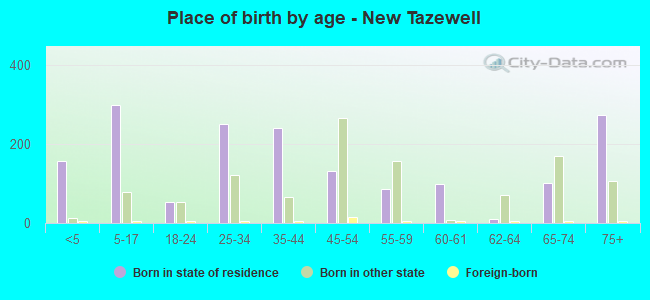 Place of birth by age -  New Tazewell