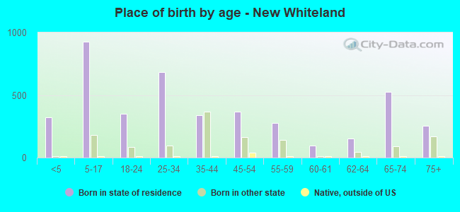 Place of birth by age -  New Whiteland