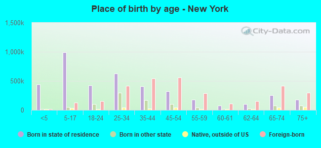 Place of birth by age -  New York